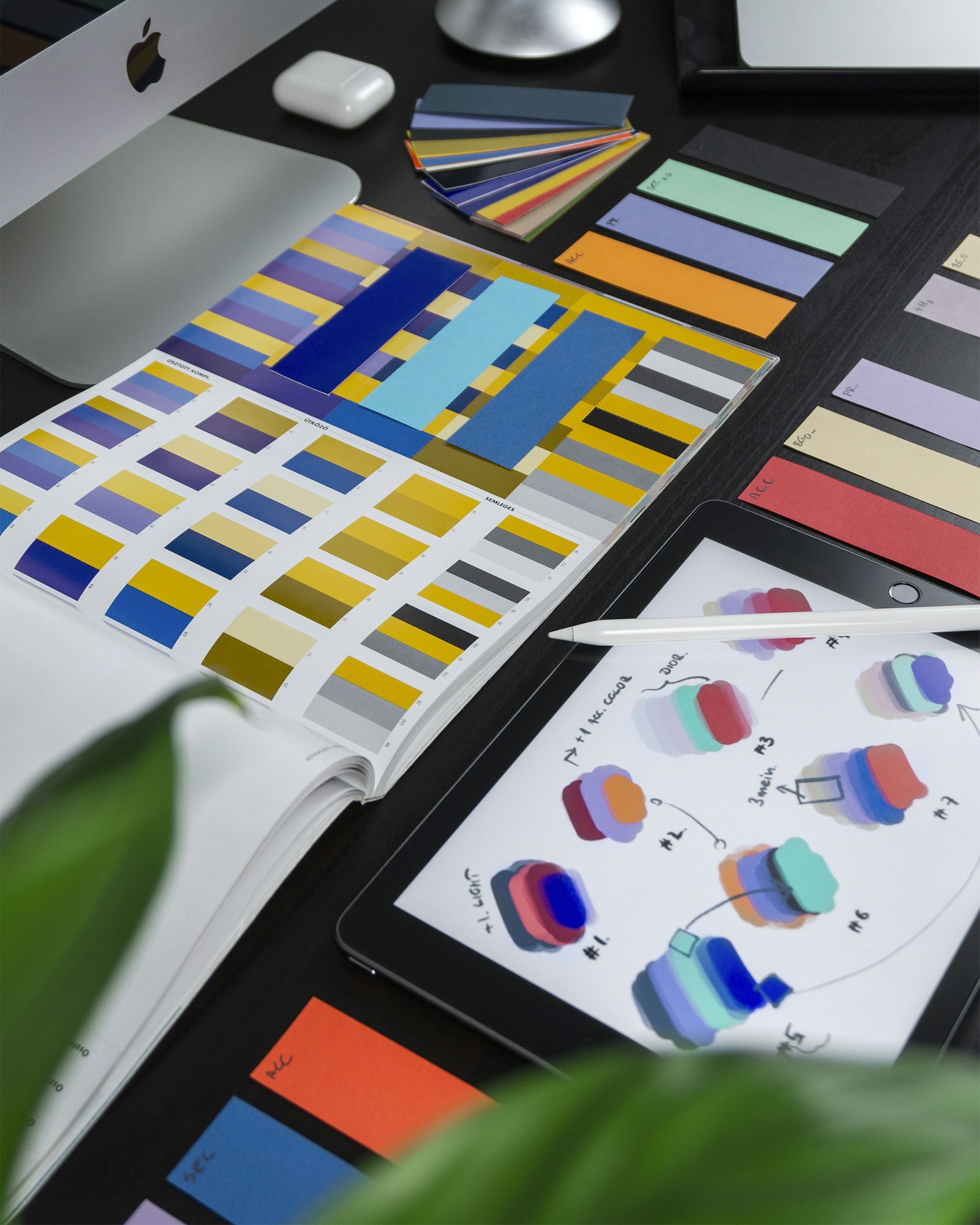 UI/UX design mockups and interface sketches